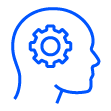 Head with gear symbol inside